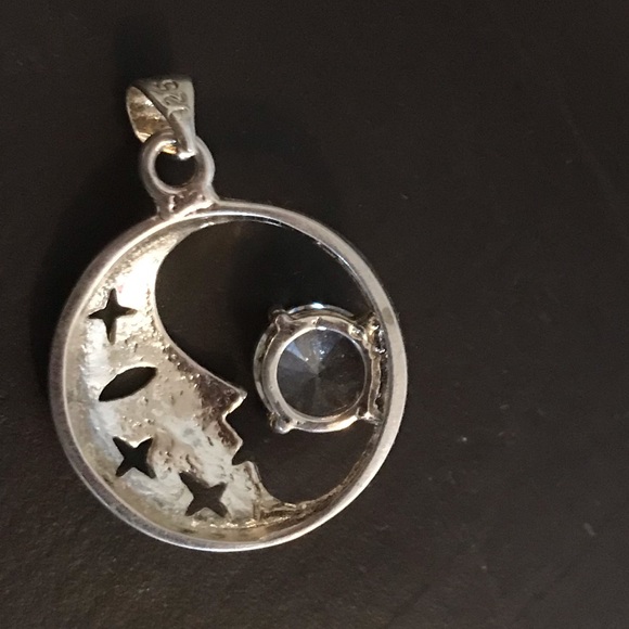 925 silver half moon cz pendant - Picture 2 of 3